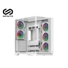 INFINITE 電腦機殼，全景透視設計，優異散熱效能，簡約時尚外觀，打造個人化電競主機, 1箱, 洋樂瑟資訊行 INFINITE ROUND R8 WHITE