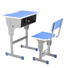 학생용 책상 의자 세트 가정용 학교용 높이조절, 실버