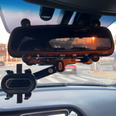 룸미러거치대 백미러 자동차휴대폰거치대 핸드폰 스마트폰, 1개, 검정
