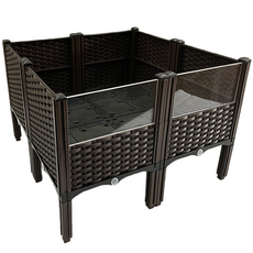 偉特鸚鵡 烏龜飼養箱 透明片款雙五聯, 棕方格 架高透明款並排雙四聯, 1套