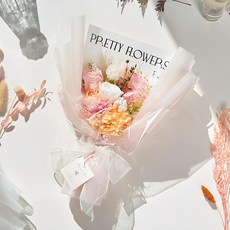 Maison de Flore 不凋謝鮮花 永生花花束 + 提袋, 粉米色