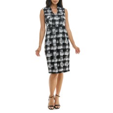 니나 레오나드 Nina Leonard 레너드 U넥 슬리브리스 미디 시스 드레스 1986624