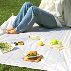 솜솜라이크 여행용 경량 피크닉매트 미니 방수 돗자리, 스트라이프 요거피치