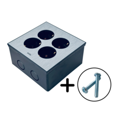 블랙 PVC 노출박스 + 벨로 실버 4구 콘센트 세트 피스 포함 콘센트함 전기자재 흑색 검정, 1개