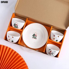 ins创意卡通圣诞老人陶瓷餐具套装4碗2盘餐具圣诞节礼物, 1個, 四碗一盘（一箱20套）, 參考詳情