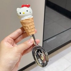 桃園出貨ing 蟹鉗勺子蘋果核勺子冰淇淋勺家用創意卡通可愛甜品勺高顔值飯勺湯 JXNL, 凱蒂貓勺子, 1個