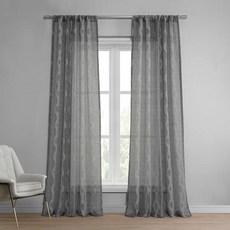 HPD Half Price Drapes 패턴 인조 리넨 시어 커튼 거실용 127 x 243cm(50 96인치) (패널 1개) SHCH-81848B-96 베가 차콜 10711