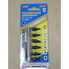 WIGA 替換式皮帶沖組，六種規格 (2.0mm-4.5mm)，台灣製造皮革打孔器，皮革工藝必備, 1個, Silver
