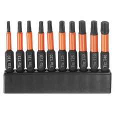 HARFINGTON 6피스 T10-T40 Torx 헤드 스크루 드라이버 비트 세트 50mm(2인치) 길이 0.6cm(1/4인치) 육각 섕크 마그네틱 구멍 없음 탬퍼 프루프 6포, 1
