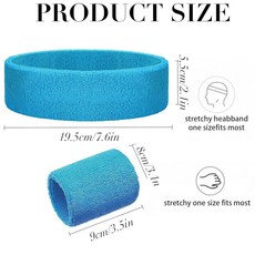 Zmzdp 12피스 스웨트밴드 세트 남성용 여성용 네온 헤드밴드 및 손목 밴드 땀용 스포츠 농구 테니스 체육관 80년대 90년대 파티 코스튬용 수분 흡수 면 스웨트 밴, Zmzdp 12피스 스웨트밴드 세트, 남성용 여성용 네