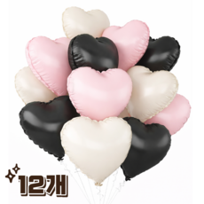 파티에진심인사람들 하트 풍선 12개 세트 기념일 생일 포토월 하트은박풍선 생일파티, 1개, 블랙핑크