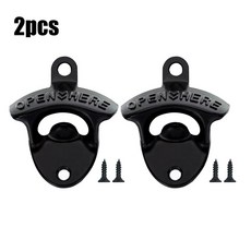 아연 합금 벽 병따개 주방 장착 파티 나사로 골동품 복고풍 맥주, black 2pcs