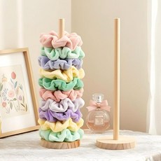 Gsbnjuy 스크런치 홀더 스탠드 헤어 타이 오거나이저 수직 15-20 스크런치 헤어 액세서리 오거나이저 디스플레이 스크런치 우드 헤어 타이 홀더 보관 여성용 욕실 침실 장식, Gsbnjuy 스크런치 홀더 스탠드 헤어 타이 오거나이, wood