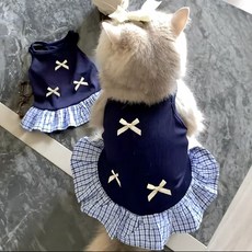 강아지 고양이 홈웨어 원피스, 1개, 다크네이비