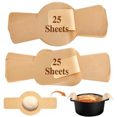 Marspark 사워도우 베이킹 빵 슬링용 양피지 100장 - 더치 오븐 라이너 반죽을 쉽게 옮길 수 있는 미리 재단된 양피지 베이킹 용품 타원형, Round and Oval, 50