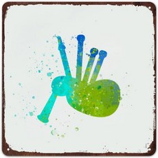 무수스 대나무 피리 빈티지 금속 간판 악기 주석 페인트 얼룩 벽 플라크 아트 장식 포스터 15 x 15인치 1889313, Color, 12 X 12 Inch