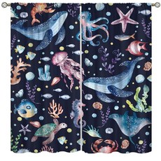 어린이 동물 커튼 자연 숲 롯지 오두막 시골 사냥 삼림 지대 침대 사슴 야생 창문 트리트먼트 로드 포켓 드레이프 아기 아기방 거실 침실 106.7 x 114.3cm(42 45인치, 아동용 동물-31