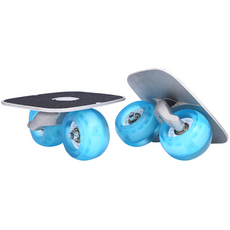 飄移板，輕巧便攜，藍色透明輪胎，街頭衝浪，分體式設計，耐磨材質, 藍色閃光輪/一對【弧形輪】, 1套裝