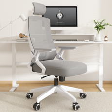 헤르티만 허리 편한 사무용 의자 컴퓨터 학생 메쉬 의자, 화이트+그레이(Gray)