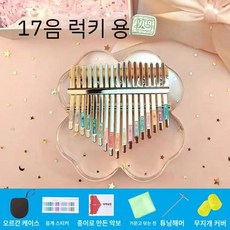 칼림바 아크릴 휴대용 투명 17음계 핑거미니 입문용 악기 핑거피아노 21키, E.투명럭키리프, 1개