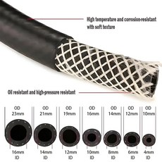인터쿨러호스 내유성 고무 호스 자동차 바이크 오토바이 오일 인터쿨러 냉각수 파이프 4 5 6 8 10 12 14 16 19 22 mm, [01] Black, [05] ID 14mm, [01] 1M