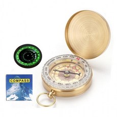 휴대용 등산 나침반 고리형 레트로 캠핑 야광, 야광나침반 골드, 1개