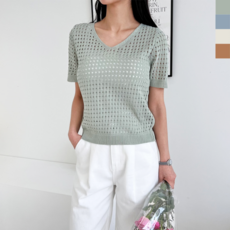179st.w 2L-PPT 1034 여자 로라 썸머 브이펀칭반팔니트