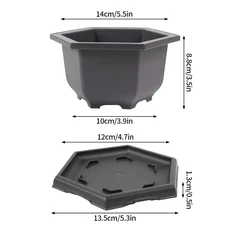 모조 보라색 점토 화분 식물을위한 냄비 홈 인테리어 정원 풍경 분재 트레이 직사각형 사각형 식물, 01 as picture, Hexagonal S and tray, 1개