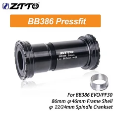 ZTTO MTB 로드 바이크 BB386 프레스핏 바텀 브래킷 세라믹 스틸 베어링 BB (22mm 24mm 30mm 크랭크셋 DUB 2, 10 BB386-24 BK-GXP