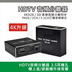 HDMI音頻分離器 4K 3D 支援 5.1聲道 光纖 SPDIF 音源輸出, 1個, Black