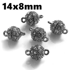 원형 자석 연결 걸쇠 비즈 라인석 참 펜던트 DIY 커플 마그네틱 버클 쥬얼리 팔찌 14mm 16mm 5 세트, 04 style6