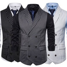 빅사이즈 스트라이프 정장 베스트 봄가을 아우터 양복 조끼 D88U