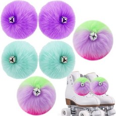 딸랑이 방울이 달린 풍성한 롤러 스케이트 폼폼 6개 세트 DIY 여성 용 쿼드 장식 액세서리 혼합 색상 대형 3.14인치 2437399