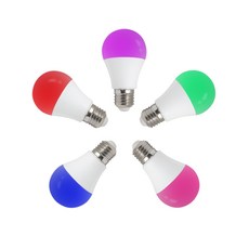 레드 LED A60 컬러 벌브 8W 칼라램프 색전구 포인트등 무드등 파티라이트 스트링라이트 크리스마스조명 파티조명 캠핑조명 썬룸 칼라전구 빛각도 120도 글램핑텐트조명 장식등, 청색, 1개