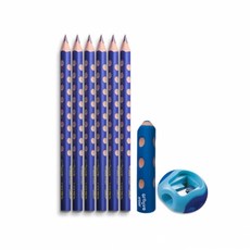 리라그루브 점보 연필세트 (연필 6자루 지우개 연필깎이), 1개, 블루