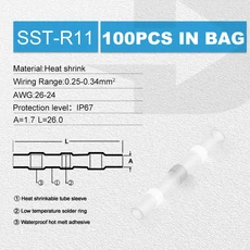 100pcs 열 수축 와이어 커넥터 빨간색 AWG 22 ~ 18 버트 전기 주석 도금 솔더 밀폐형 터미널, 02 White