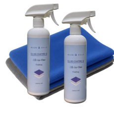 블랙홀 글라스 코팅큐 500ml 2개 초극세사 타월 4장 유리막 발수코팅제 물때 세정