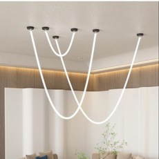 북유럽 미니멀리스트 LED 펜던트 램프 디 밍이 가능한 테이블 다이닝 룸 주방 섬 샹들리에 홈 장식 매달려, 02 Black 2 Head L270cm, 01 Cool White 6000K