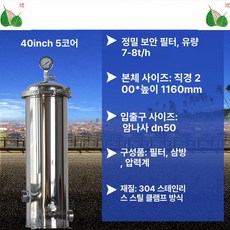 산업용 스텐 연수기 지하, 기본 모델명/품번, 40인치 5코어 DN40 9-11t