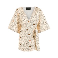 올림피아 머쉬룸 프린트 기모노 탑