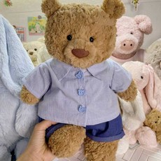 巴塞羅熊娃衣可愛襯衫：精緻娃娃服飾，多款可選，為您的娃娃增添時尚魅力, 1個, 藍條紋襯衫+牛仔褲,Medium28厘米熊穿