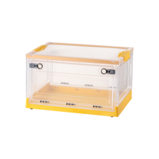 HAPPY ISLAND可折疊透明收納箱，附滾輪，雙開門設計，多種顏色可選, 萌萌綠 茶色, 1個