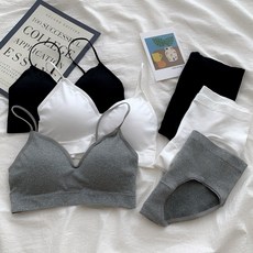 Onna Again 純色無鋼圈內衣褲套裝 6入