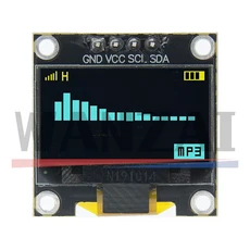 0.96 인치 IIC 직렬 4핀 흰색/파란색/노란색 OLED 디스플레이 모듈 arduino oled 용 128X64 스크린 보드, 06 New-yellow blue