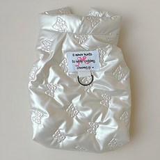 Coco studio 寵物蝴蝶結圖案光澤保暖背心附牽引環, 1個, 白色