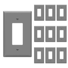 ENERLITES 데코레이터 조명 스위치 또는 콘센트 벽면 플레이트 11.4cm x 7cm 깨지지 않는 폴리카보네이트 열가소성 플라스틱 화이트 10팩 UL 등록8831-, Gray, Oversize_1 Gang