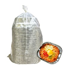 삼아 삭스호일 프리미엄 두꺼운 알루미늄 라면용기 (리뉴얼 중량업 1.4배 튼튼한) 직화 즉석라면용기 은박라면용기 은박냄비 한강라면용기 편의점 캠핑용 일회용냄비 뽀글리 뽀그리, 1개, 50개