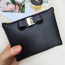 포코노 나일론 퀼팅 리본 중형 사각 화장품 파우치 POSM