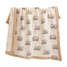 台灣快速出貨 嬰兒浴巾 抱被 蓋毯 六層紗 純棉 紗布巾 寶寶浴巾 洗澡巾, 動物公車, 1個