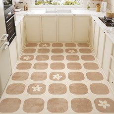 [시스슈] 5mm 초두꺼운 대형 주방 가죽 매트 / 튼튼한 내구성 / 미끄럼 방지 안전 / 방수 오염 걱정 없음 / 자유롭게 자르기 가능, 1개, 미니 플라워 03